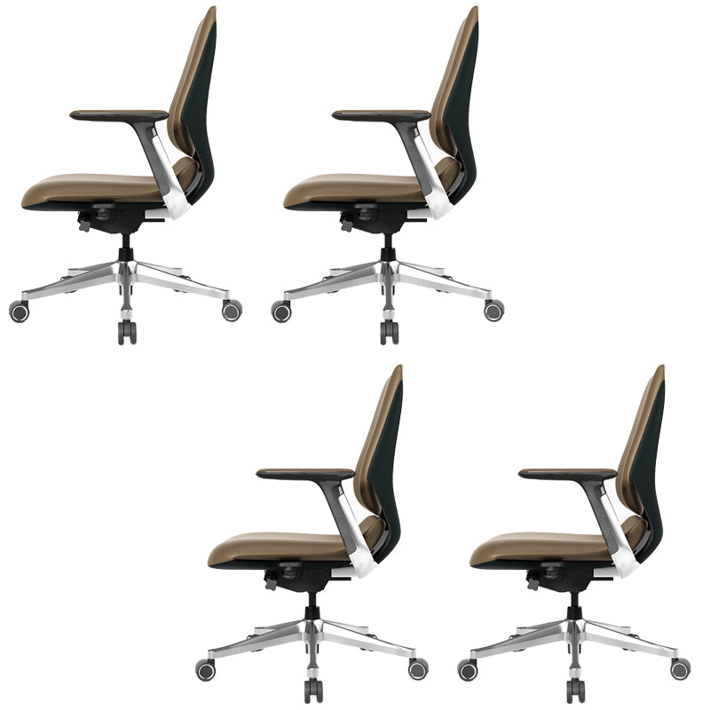 Fixed Arms Modern Office Chair Leather No Distressing Ergonomic Desk Chair