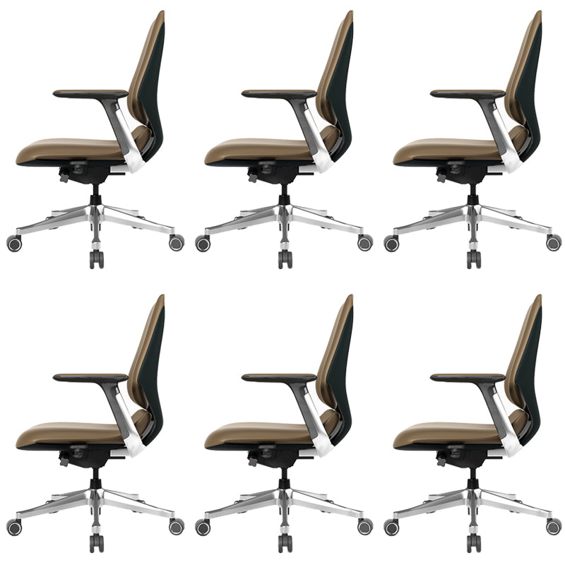 Fixed Arms Modern Office Chair Leather No Distressing Ergonomic Desk Chair