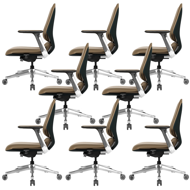 Fixed Arms Modern Office Chair Leather No Distressing Ergonomic Desk Chair