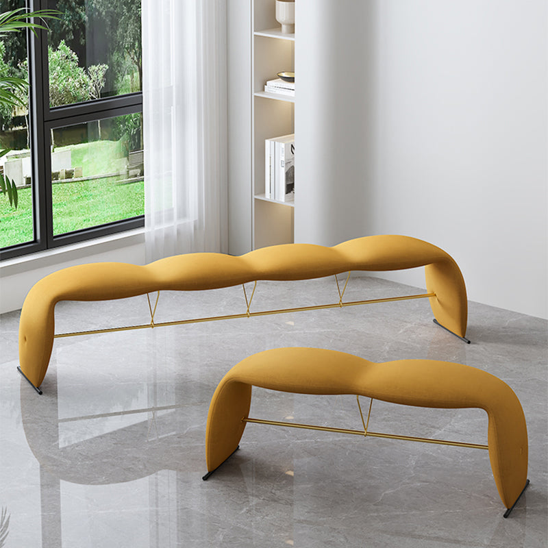 Glam Bedroom Bench Cushioned Backless Seating Bench with Metal Base