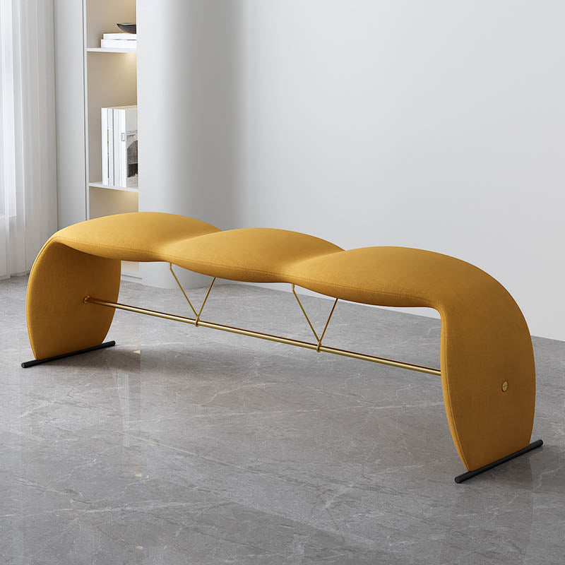 Glam Bedroom Bench Cushioned Backless Seating Bench with Metal Base