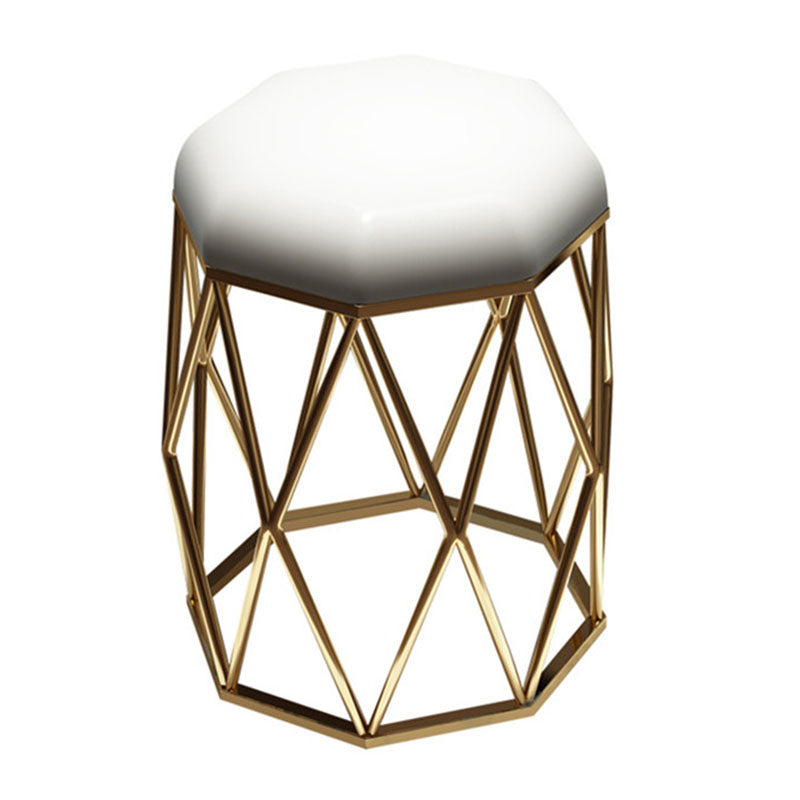 Luxury Ottoman Velvet Upholstered Solid Color Tear Resistant Round Ottoman with Metal Legs