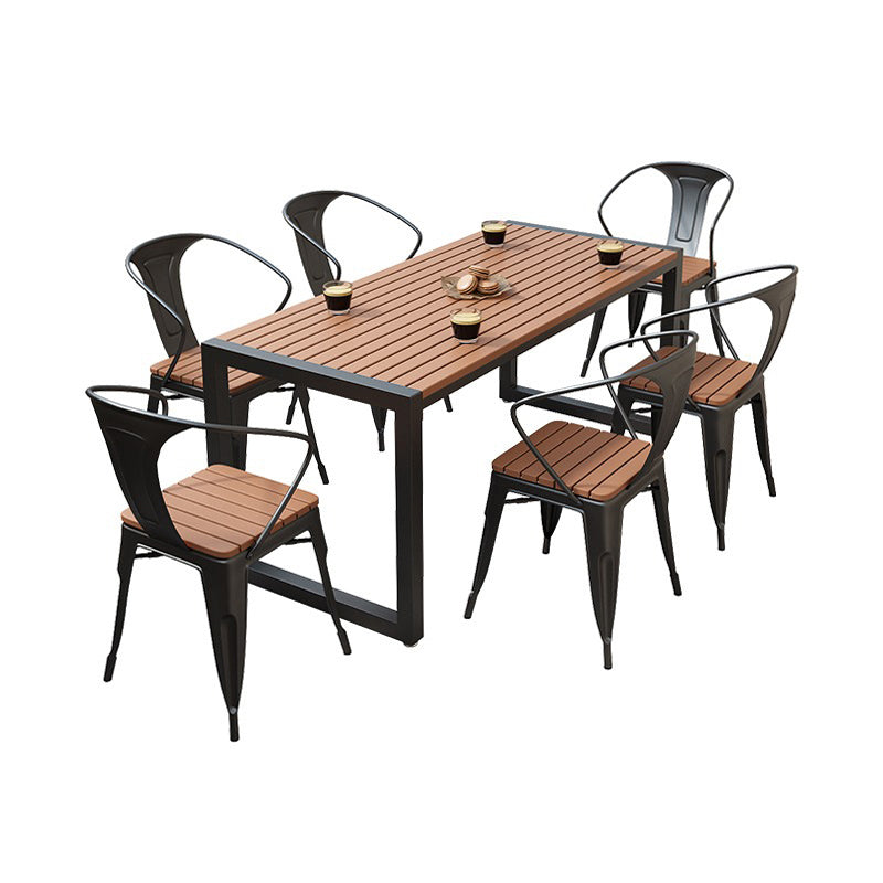 Modern Rectangle Patio Dining Table 1/3/5/7 Pieces Rectangle Dining Set