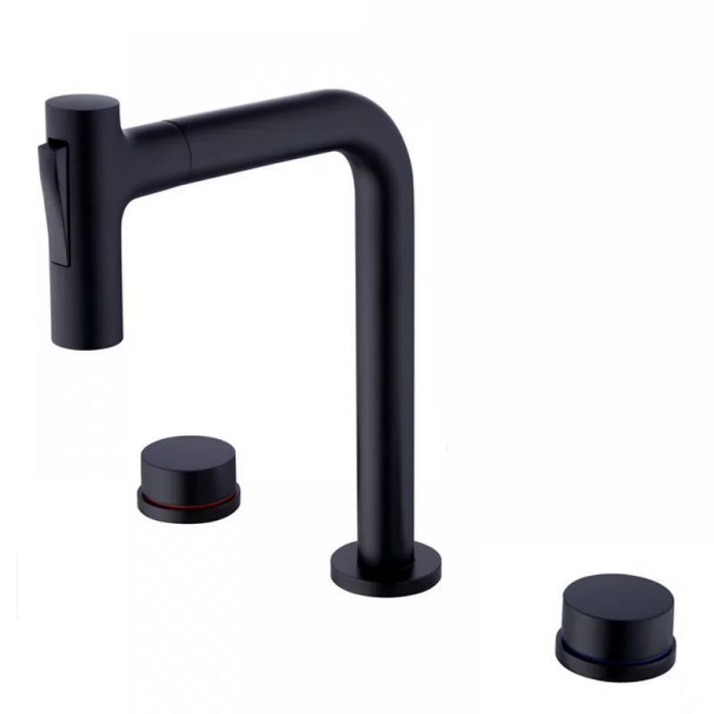 Widespread Bathroom Faucet Swivel Spout High-Arc with Pull Out Sprayer