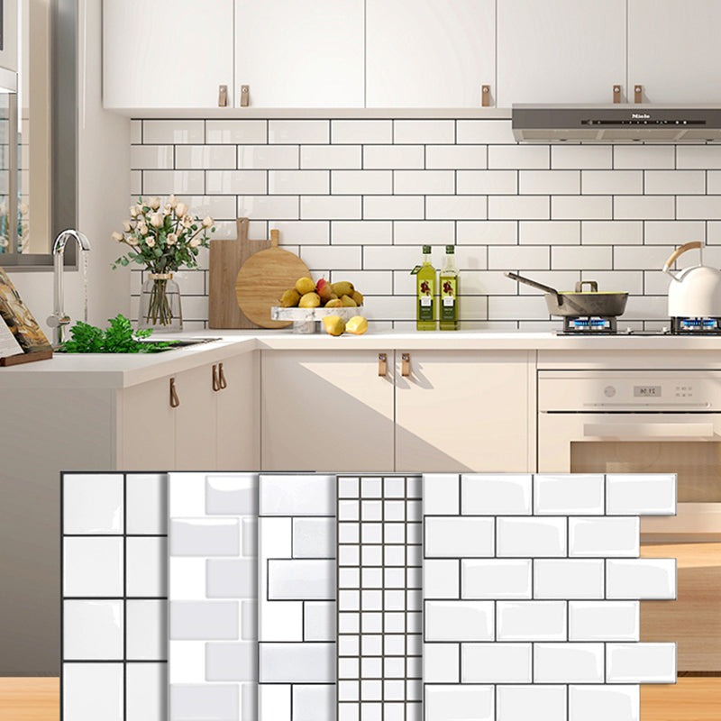 White Subway Tile Water Resistant Peel & Stick Tile for Kitchen Backsplash