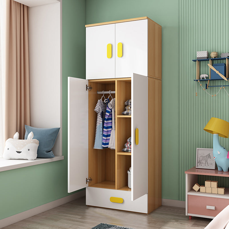 Manufactured Wood Kids Closet Modern Style Wardrobe Closet with 1 Drawer