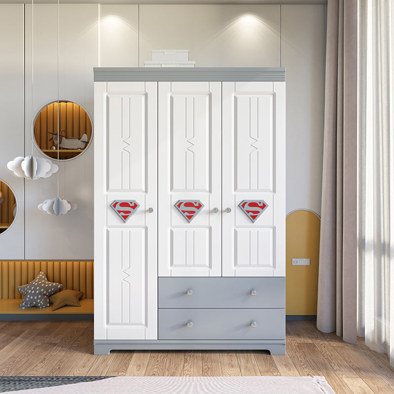 Contemporary Style Wardrobe Armoire Wood Wardrobe Closet With Doors and Drawers