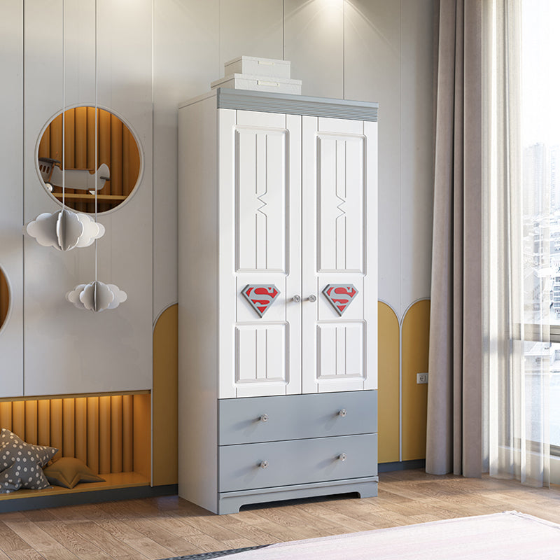 Contemporary Style Wardrobe Armoire Wood Wardrobe Closet With Doors and Drawers