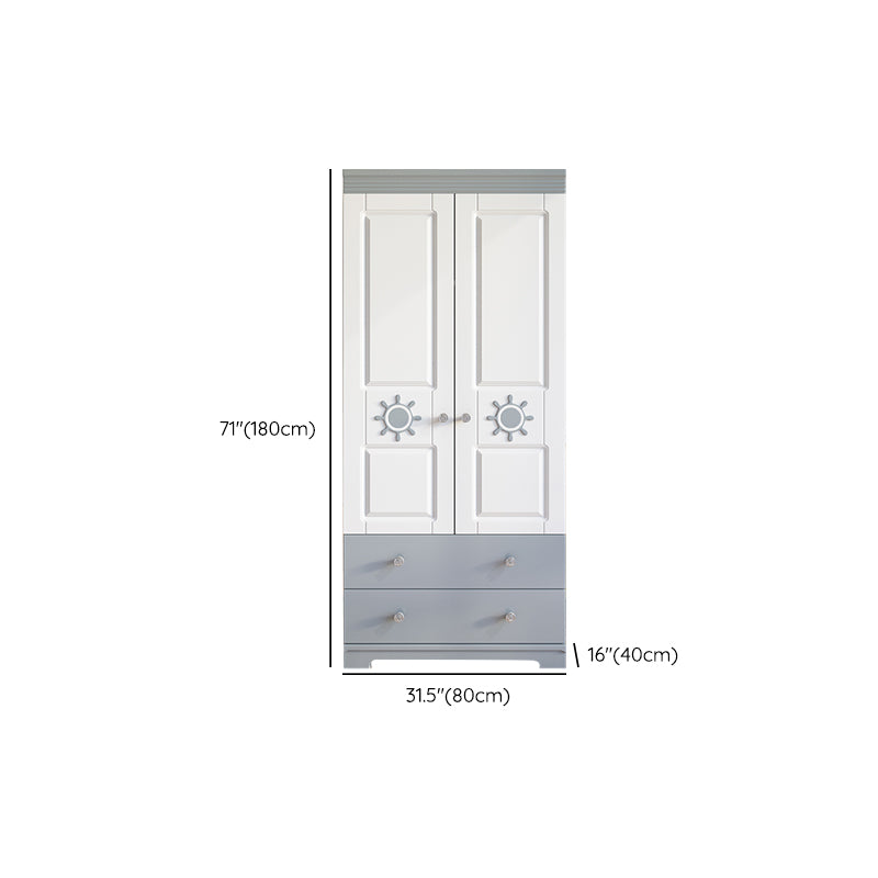 Contemporary Style Wardrobe Armoire Wood Wardrobe Closet With Doors and Drawers