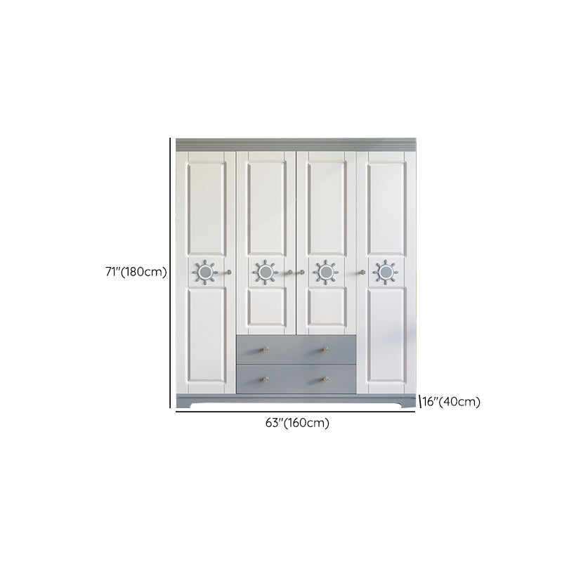 Contemporary Style Wardrobe Armoire Wood Wardrobe Closet With Doors and Drawers