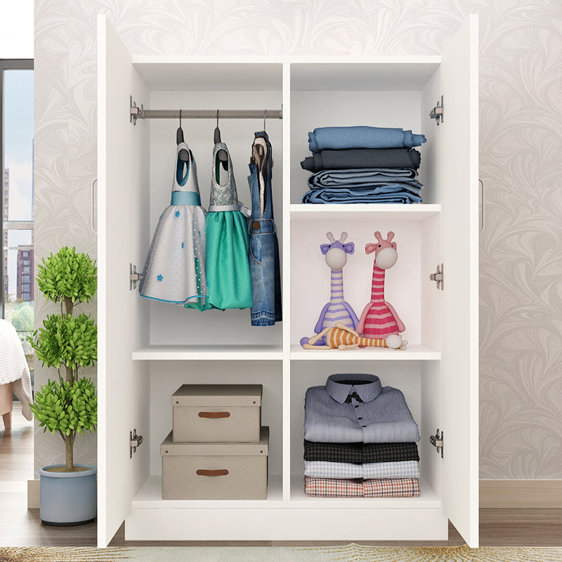 Manufactured Wood Kid's Wardrobe Modern Style Shelved Wardrobe Closet with 2 Doors