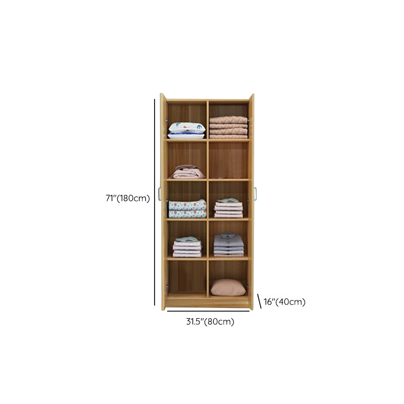 Manufactured Wood Kid's Wardrobe Modern Style Shelved Wardrobe Closet with 2 Doors