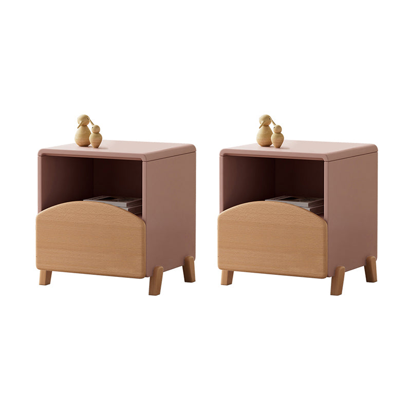 Solid Wood Bedside Table for Nursery with 1 Drawer Contemporary Nightstands