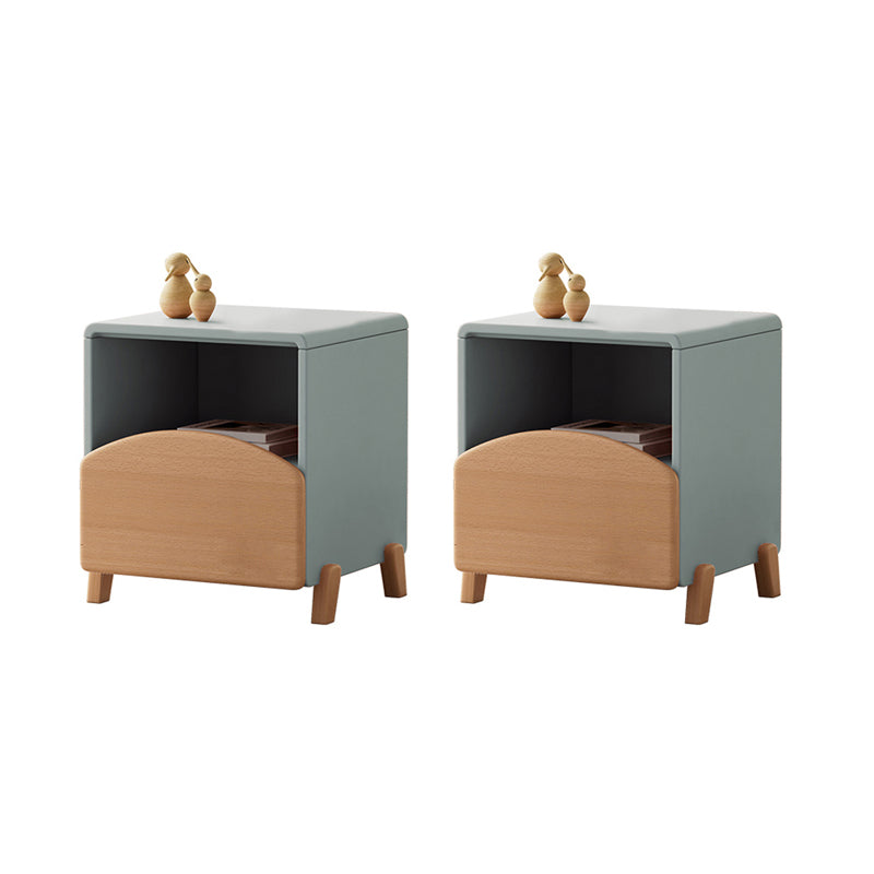 Solid Wood Bedside Table for Nursery with 1 Drawer Contemporary Nightstands