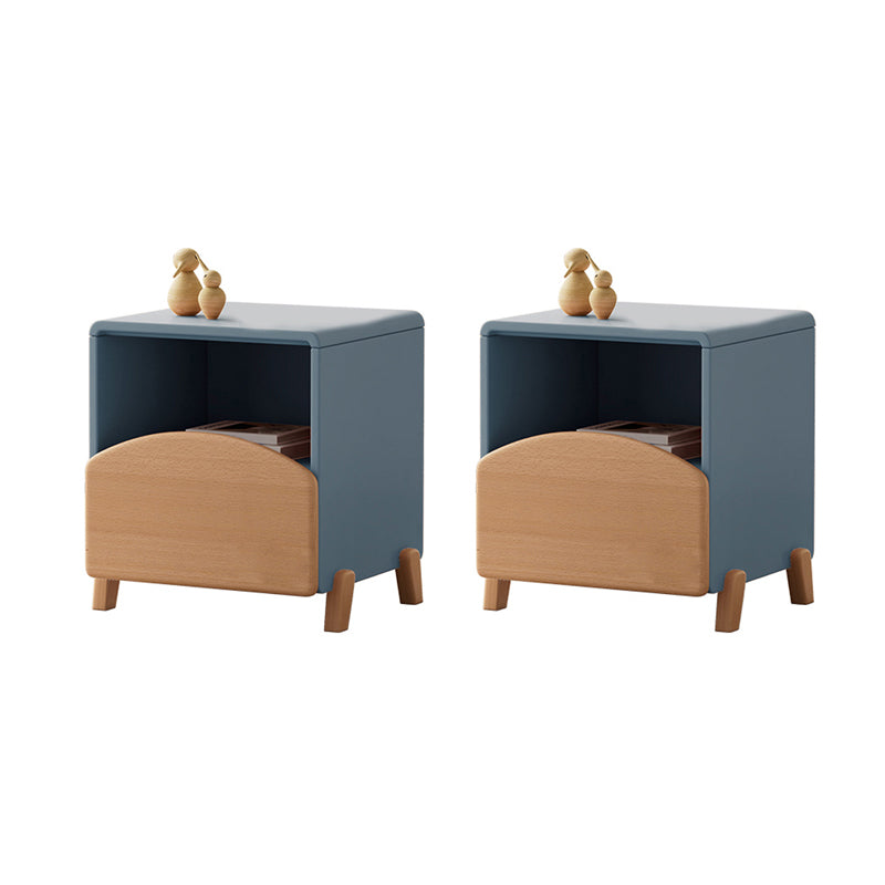 Solid Wood Bedside Table for Nursery with 1 Drawer Contemporary Nightstands