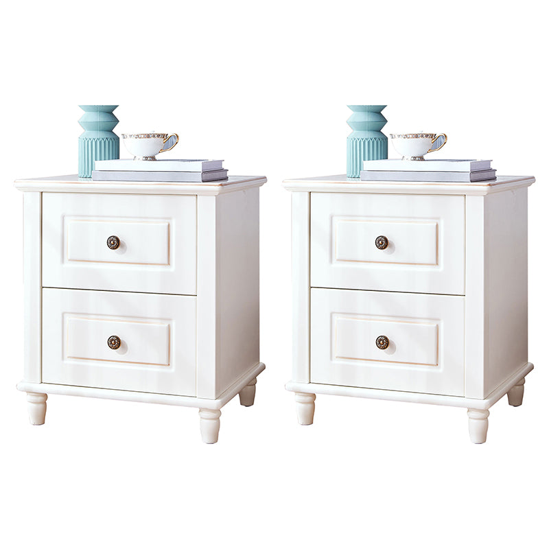 White Kids Bedside Table Wooden Kids Nightstand with 2 Drawers