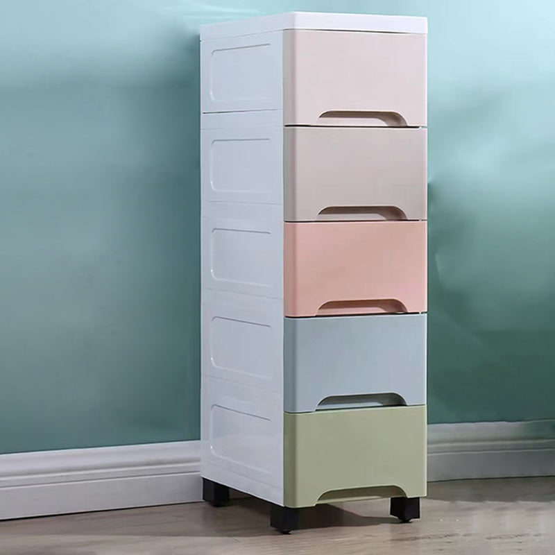 Plastic Scandinavian Kids Nightstand Chest Nursery Dresser with 6/5 Drawers