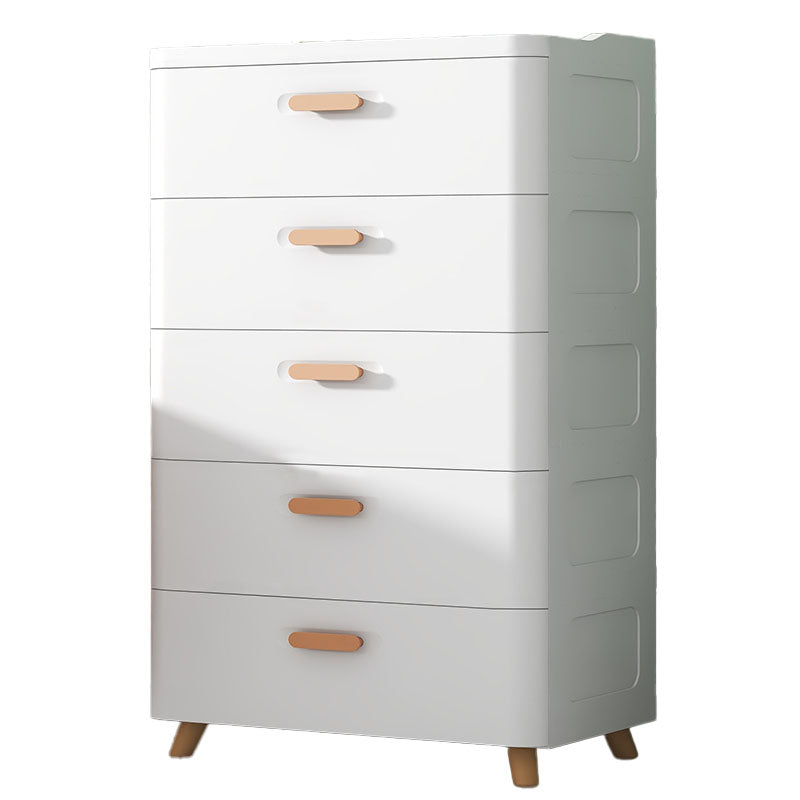 Plastic Scandinavian Kids Nightstand Chest Nursery Dresser with 5 Drawers