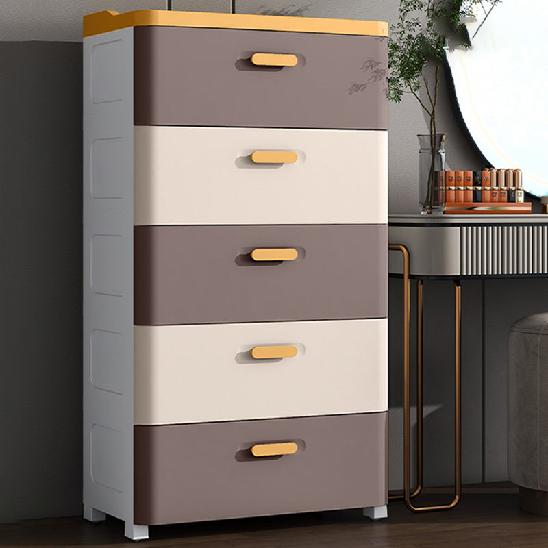 Plastic Scandinavian Nursery Dresser Chest Kids Nightstand with 5 Drawers