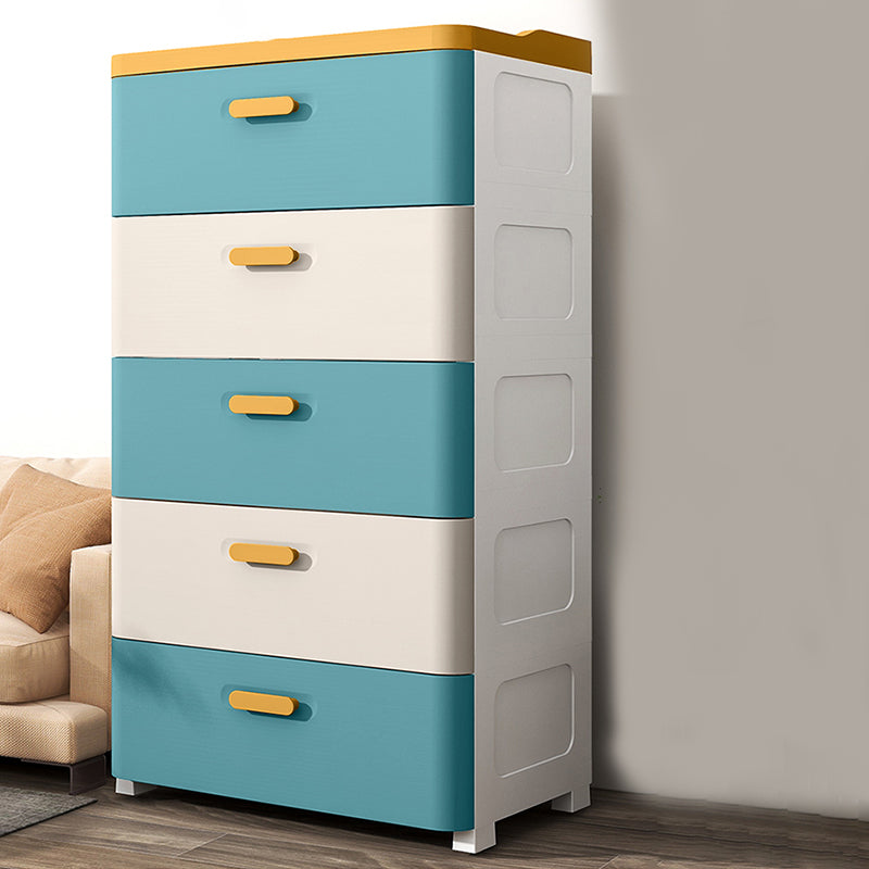 Plastic Scandinavian Nursery Dresser Chest Kids Nightstand with 5 Drawers