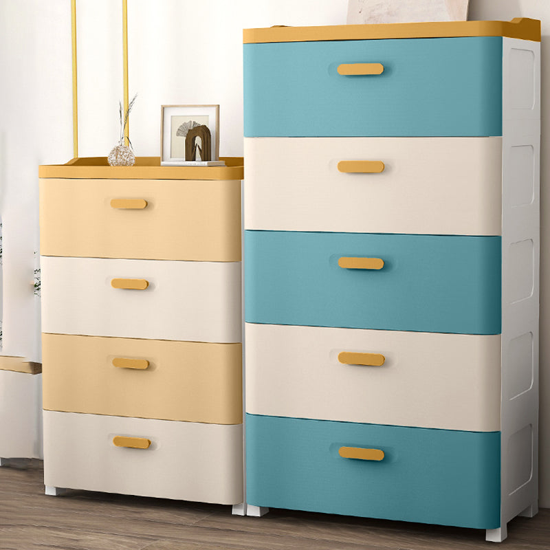 Plastic Scandinavian Nursery Dresser Chest Kids Nightstand with 5 Drawers