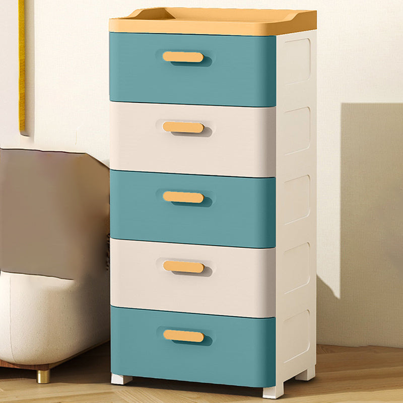 Plastic Scandinavian Nursery Dresser Chest Kids Nightstand with 5 Drawers