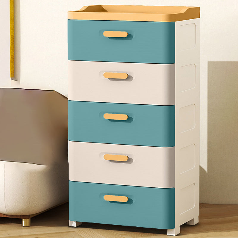 Plastic Scandinavian Nursery Dresser Chest Kids Nightstand with 5 Drawers