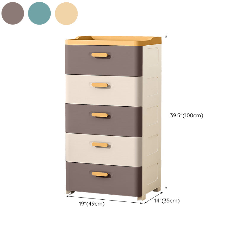 Plastic Scandinavian Nursery Dresser Chest Kids Nightstand with 5 Drawers