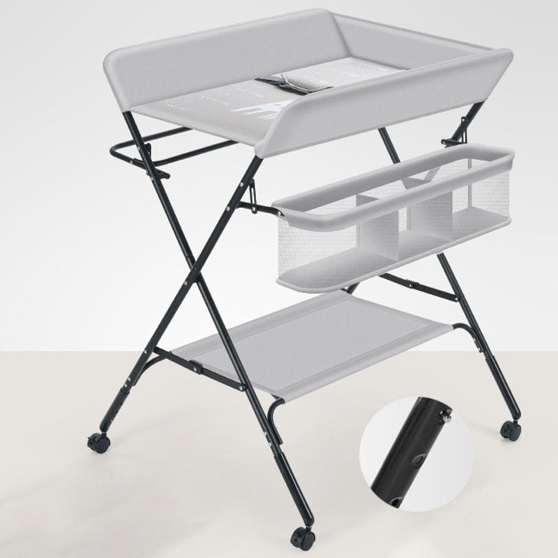 Modern Metal Changing Table Flat Top Baby Changing Table With Safety Rails