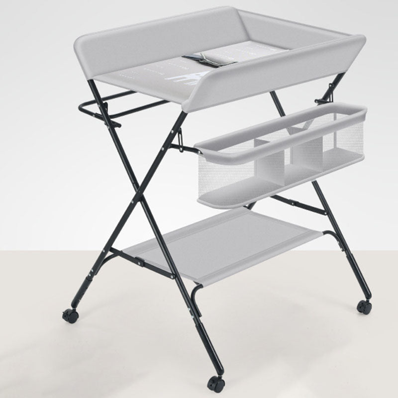 Modern Metal Changing Table Flat Top Baby Changing Table With Safety Rails