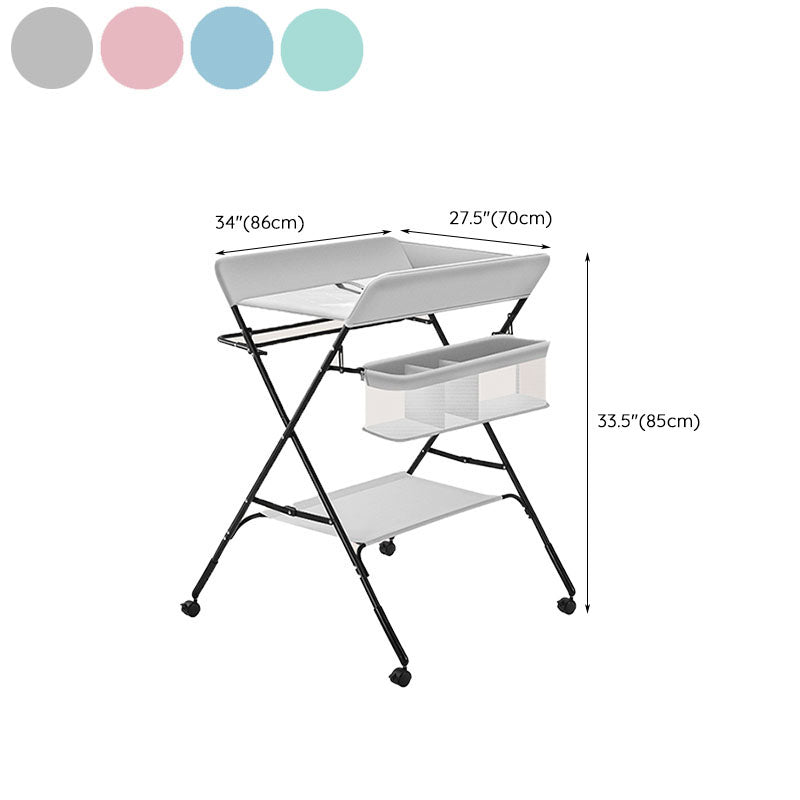 Modern Metal Changing Table Flat Top Baby Changing Table With Safety Rails