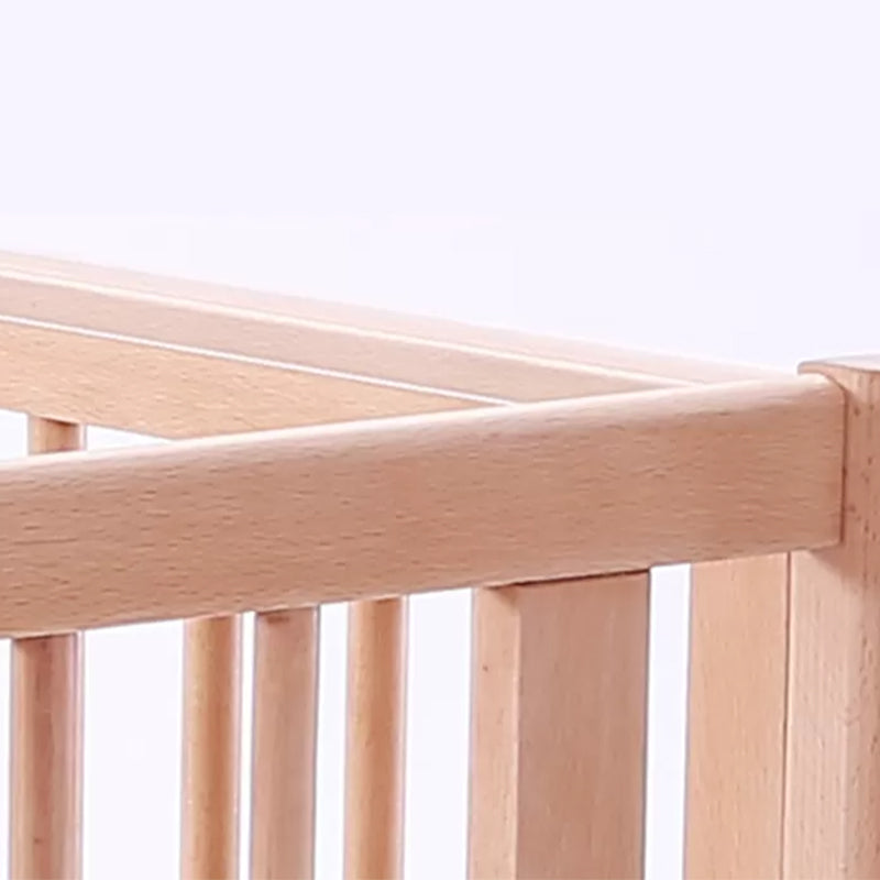 5-in-1 Folding Crib Solid Wood Baby Crib with Mattress and Casters