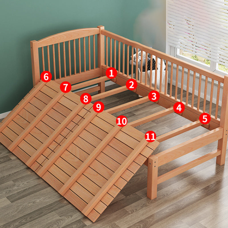 Functional Nursery Crib with Adjustable Height in Natural Wood