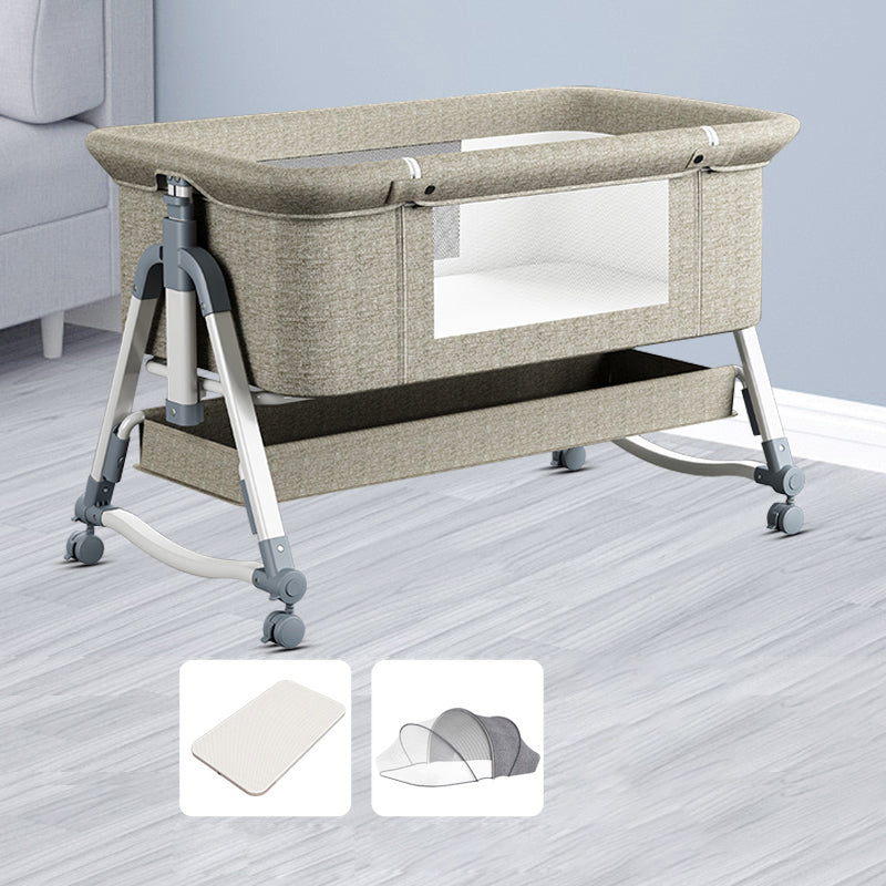 Adjustable Height Baby Crib Modern Mini Nursery Crib with Carry Bag and Storage