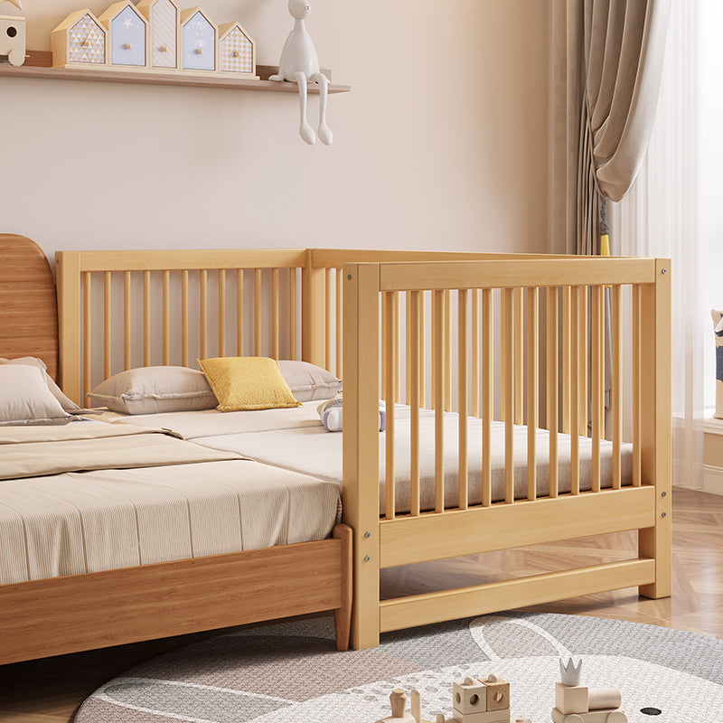 Contemporary Nursery Crib with Adjustable Height in Natural Wood