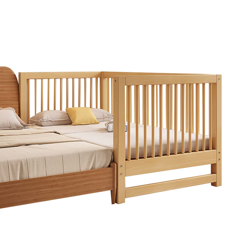 Contemporary Nursery Crib with Adjustable Height in Natural Wood