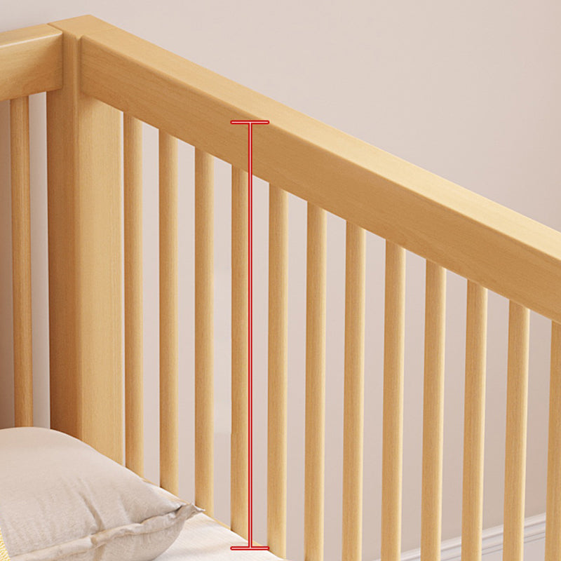 Contemporary Nursery Crib with Adjustable Height in Natural Wood