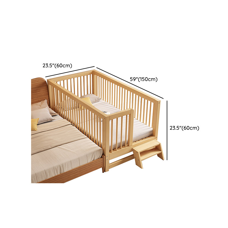 Contemporary Nursery Crib with Adjustable Height in Natural Wood