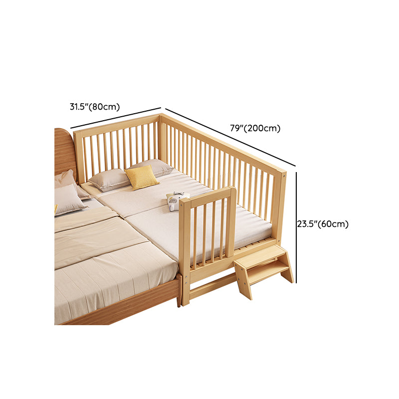 Contemporary Nursery Crib with Adjustable Height in Natural Wood