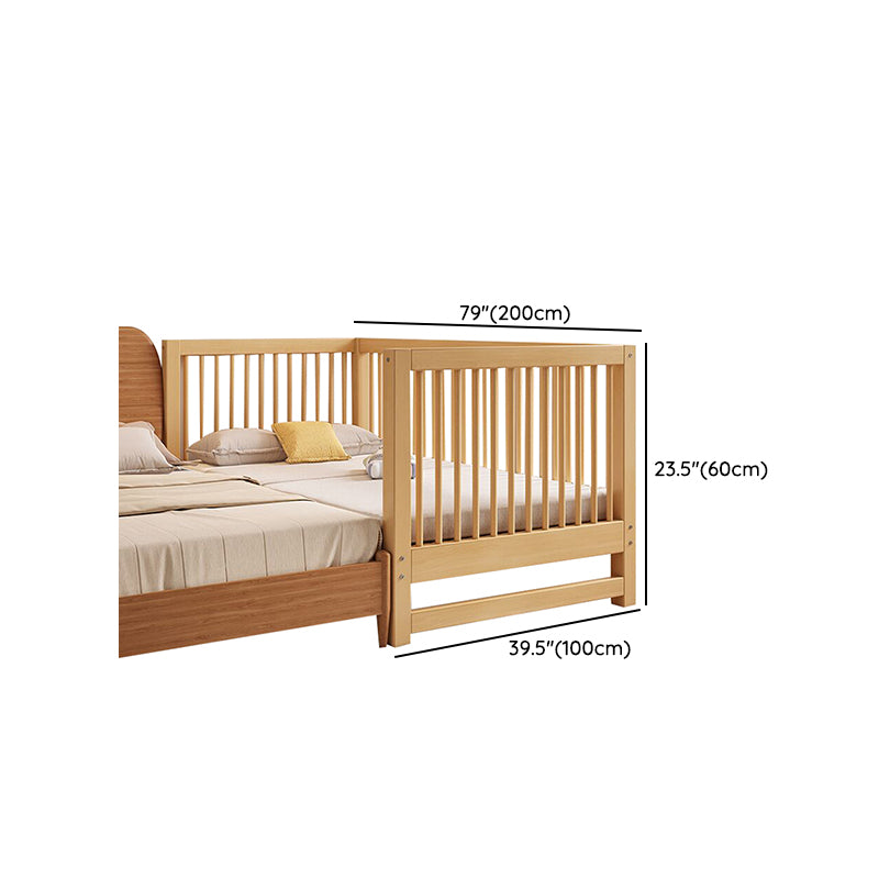 Contemporary Nursery Crib with Adjustable Height in Natural Wood