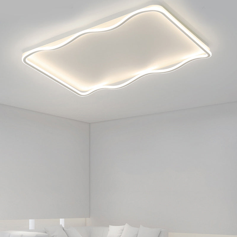 Metal Modern LED Flush Mount Rectangle Shape Ceiling Light with Acrylic Shade for Bedroom