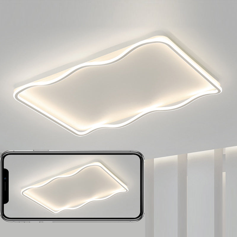 Metal Modern LED Flush Mount Rectangle Shape Ceiling Light with Acrylic Shade for Bedroom