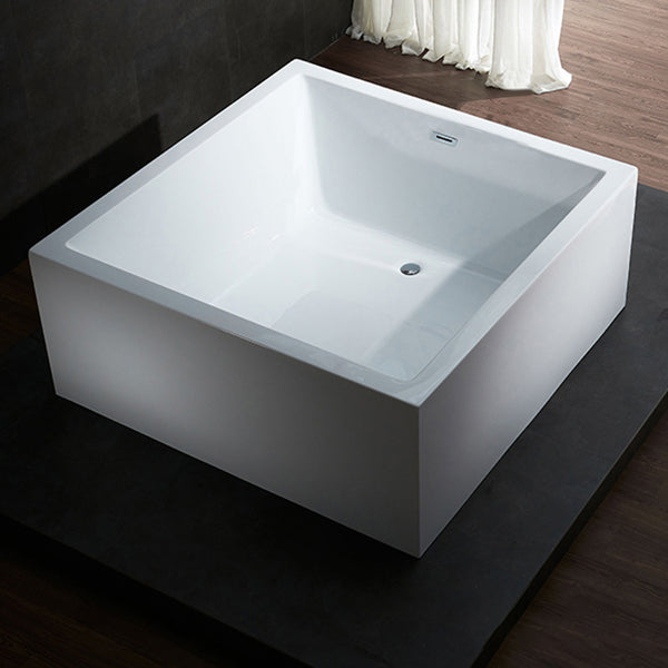 Modern Square Bath Stand Alone Acrylic Soaking White Bathtub