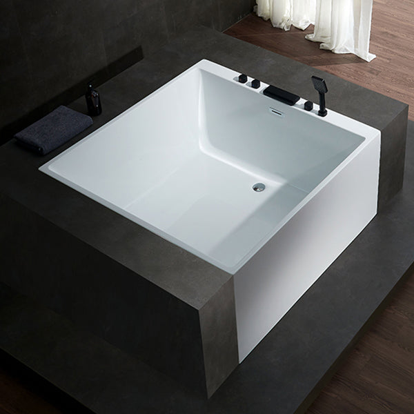 Modern Square Bath Stand Alone Acrylic Soaking White Bathtub