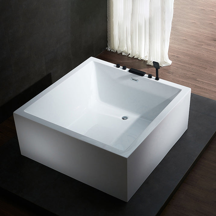 Modern Square Bath Stand Alone Acrylic Soaking White Bathtub