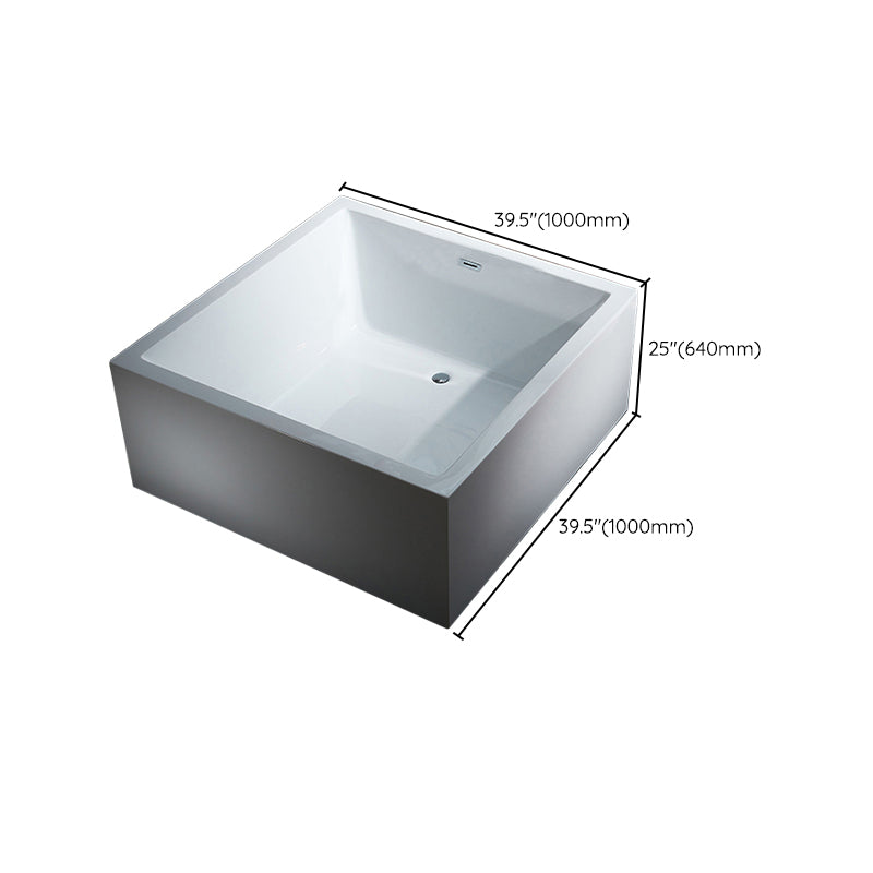 Modern Square Bath Stand Alone Acrylic Soaking White Bathtub