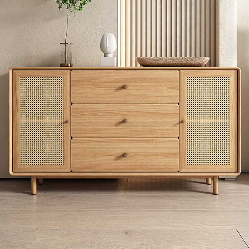 Contemporary Brown Sideboard Solid Wood Buffet Table with 3 Drawers