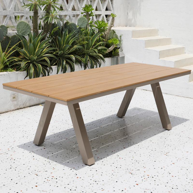 Modern Artificial Wood Courtyard Table Rectangle Shape Outdoor Table