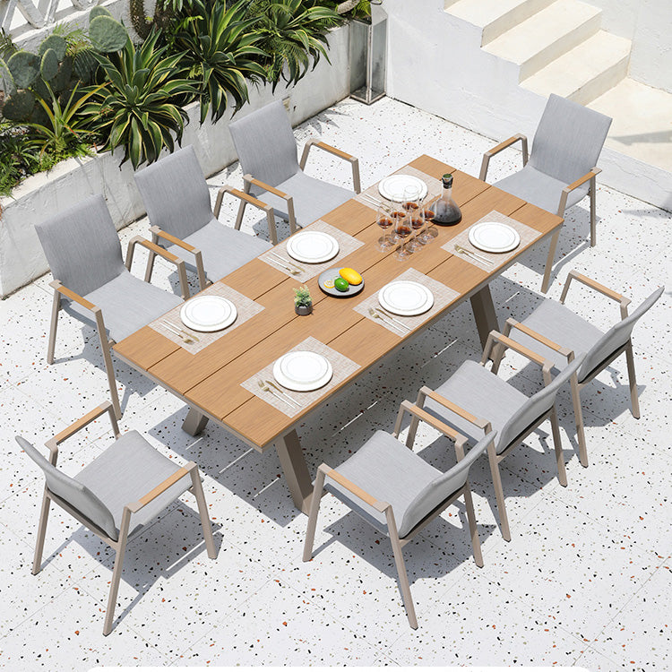 Modern Artificial Wood Courtyard Table Rectangle Shape Outdoor Table