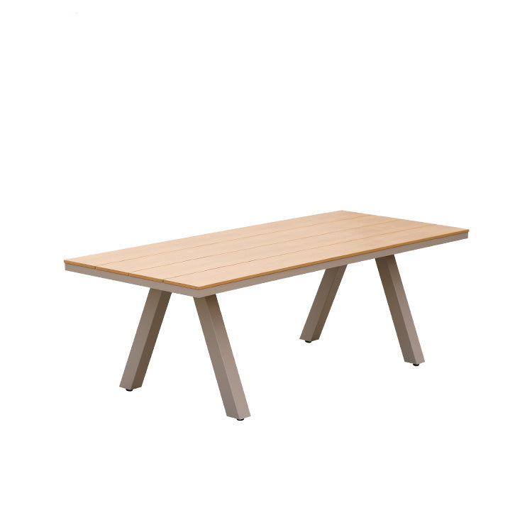 Modern Artificial Wood Courtyard Table Rectangle Shape Outdoor Table